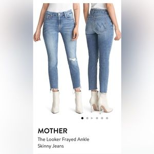 MOTHER Frayed Ankle Skinny Jeans, Size 30